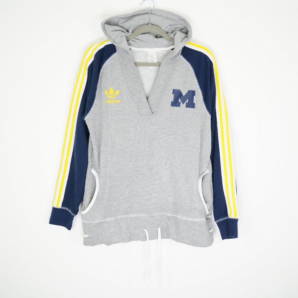 Vtg Women's UofM Adidas Vneck Oversized Hoodie XL